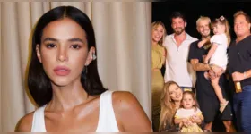 A atriz Bruna Marquezine compareceu ao aniversário do ator João Guilherme, em Goiânia, mas preferiu ficar afastada da família do amado.