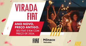 A Virada Fiat começou na Mônaco Veículos! Preços de 2024 em carros 0km para você começar o ano de Fiat novo.