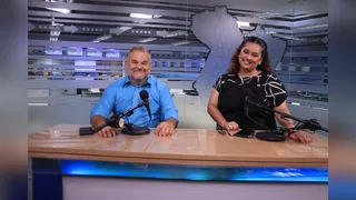 Márcio Neco, historiador e a jornalista Haynna Hálex no estúdio da RBA TV.