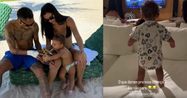 Imagem ilustrativa da notícia Após polêmica, Neymar curte praia com Bruna Biancardi e filha