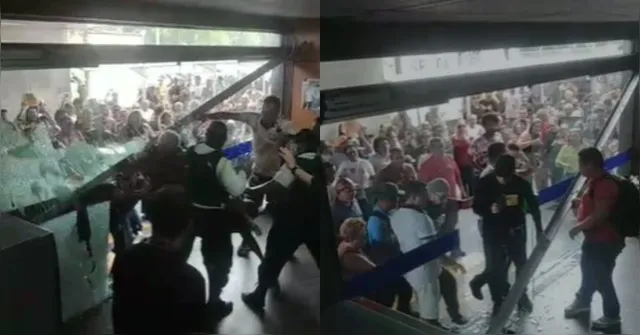 Imagem ilustrativa da notícia Vídeo: manifestantes quebram vidro em protesto na Sefa
