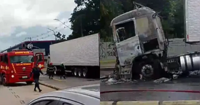Imagem ilustrativa da notícia Incêndio destrói caminhão na rodovia Augusto Montenegro em Belém
