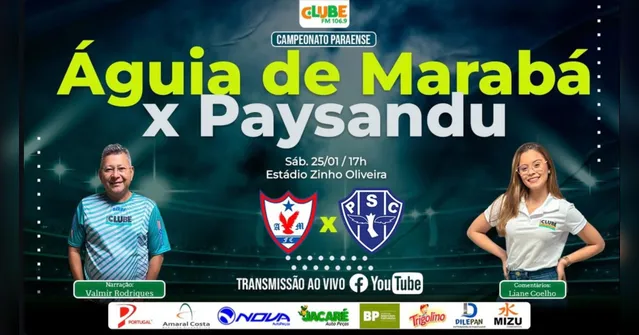 Imagem ilustrativa da notícia Tem Jogo no DOL e na Clube: ouça Águia de Marabá x Paysandu