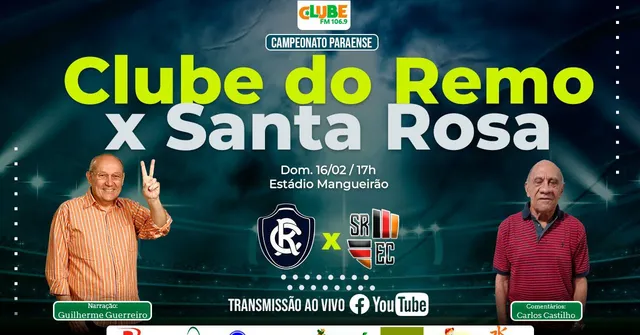 Imagem ilustrativa da notícia Tem Jogo no DOL: ouça Remo x Santa Rosa na Rádio Clube