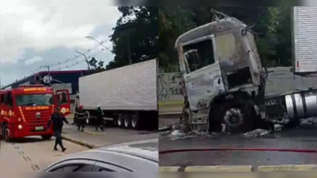 Imagem ilustrativa da notícia Incêndio destrói caminhão na rodovia Augusto Montenegro em Belém