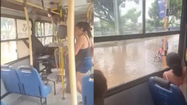 Imagem ilustrativa da notícia Ônibus fica ilhado e passageiros precisam ser resgatados após maré alta