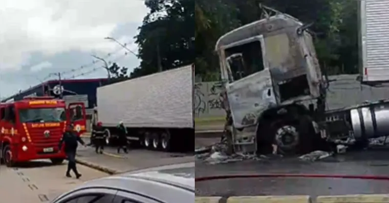Imagem ilustrativa da notícia Incêndio destrói caminhão na rodovia Augusto Montenegro em Belém