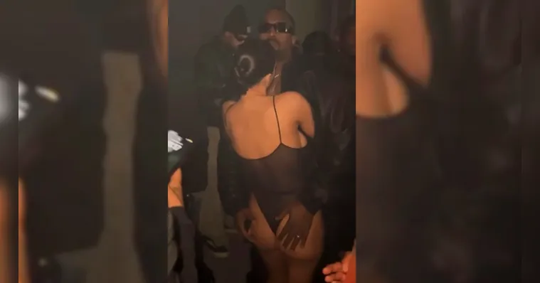 Imagem ilustrativa da notícia Kanye West e Bianca Censori trocam carícias após Grammy