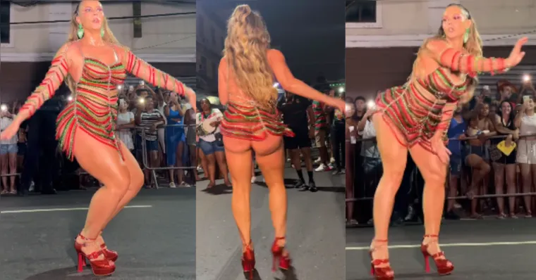 Imagem ilustrativa da notícia Paolla Oliveira empina o bumbum com fio dental no ensaio da Grande Rio