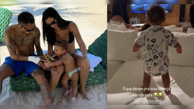 Imagem ilustrativa da notícia Após polêmica, Neymar curte praia com Bruna Biancardi e filha