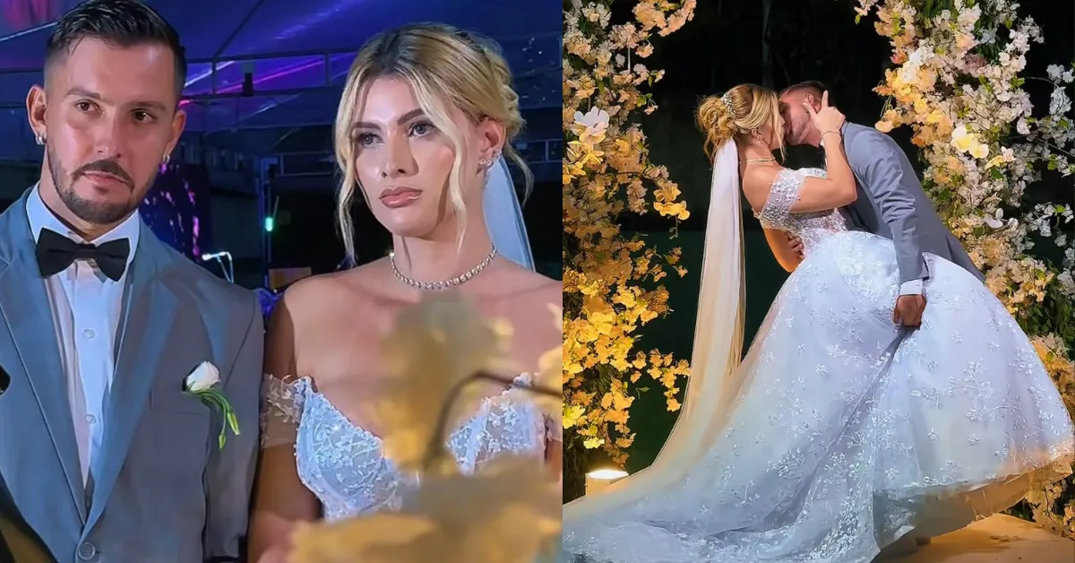 Tayná Suellem deslumbra em vestido de princesa enquanto Giovanni Pavani acrescenta um toque contemporâneo com seu terno em tons pastéis e tênis branco, em um dia que ficará marcado para sempre no coração do casal.