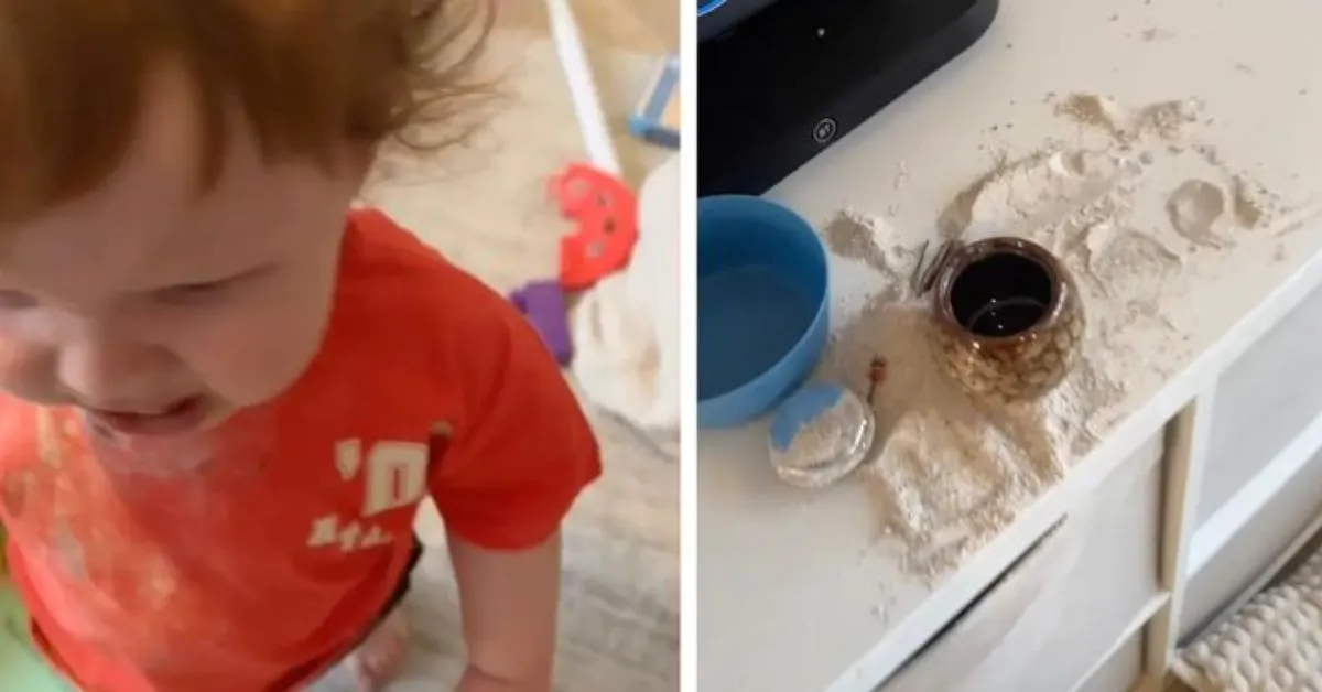 Natasha Emeny, mãe da criança, levou um tempo até perceber que se tratava do vaso com as cinzas do pai