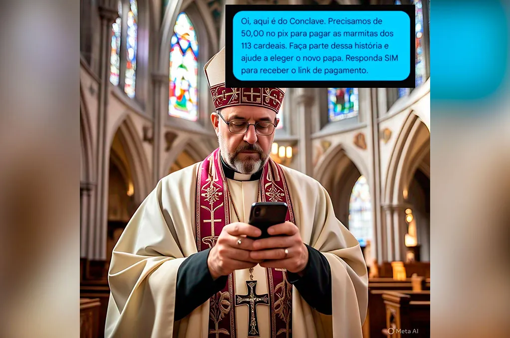 Golpistas estão pedindo Pix para comprar marmitas para os cardeais que participam do conclave