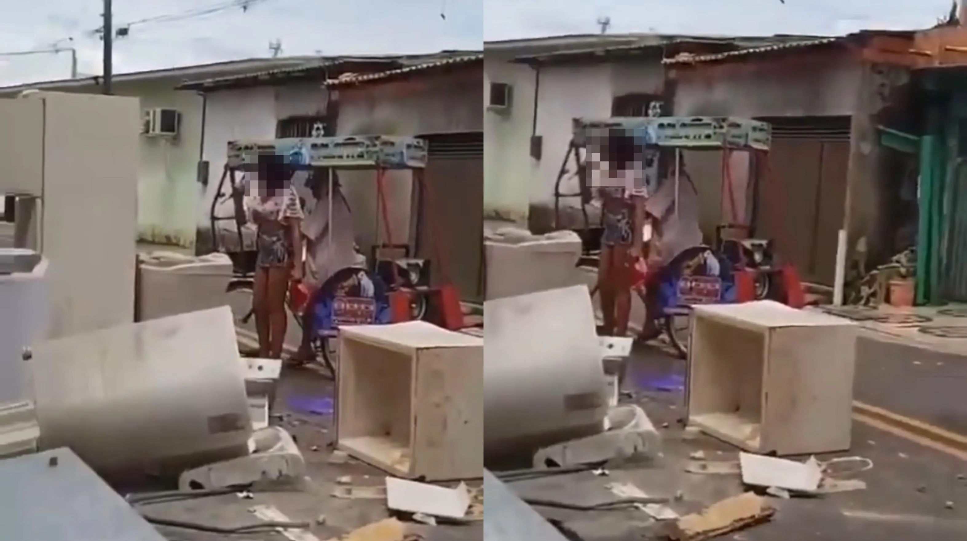 Mulher implora perdão ao ex-companheiro em Belém, cantando no meio da rua, no bairro do Bengui