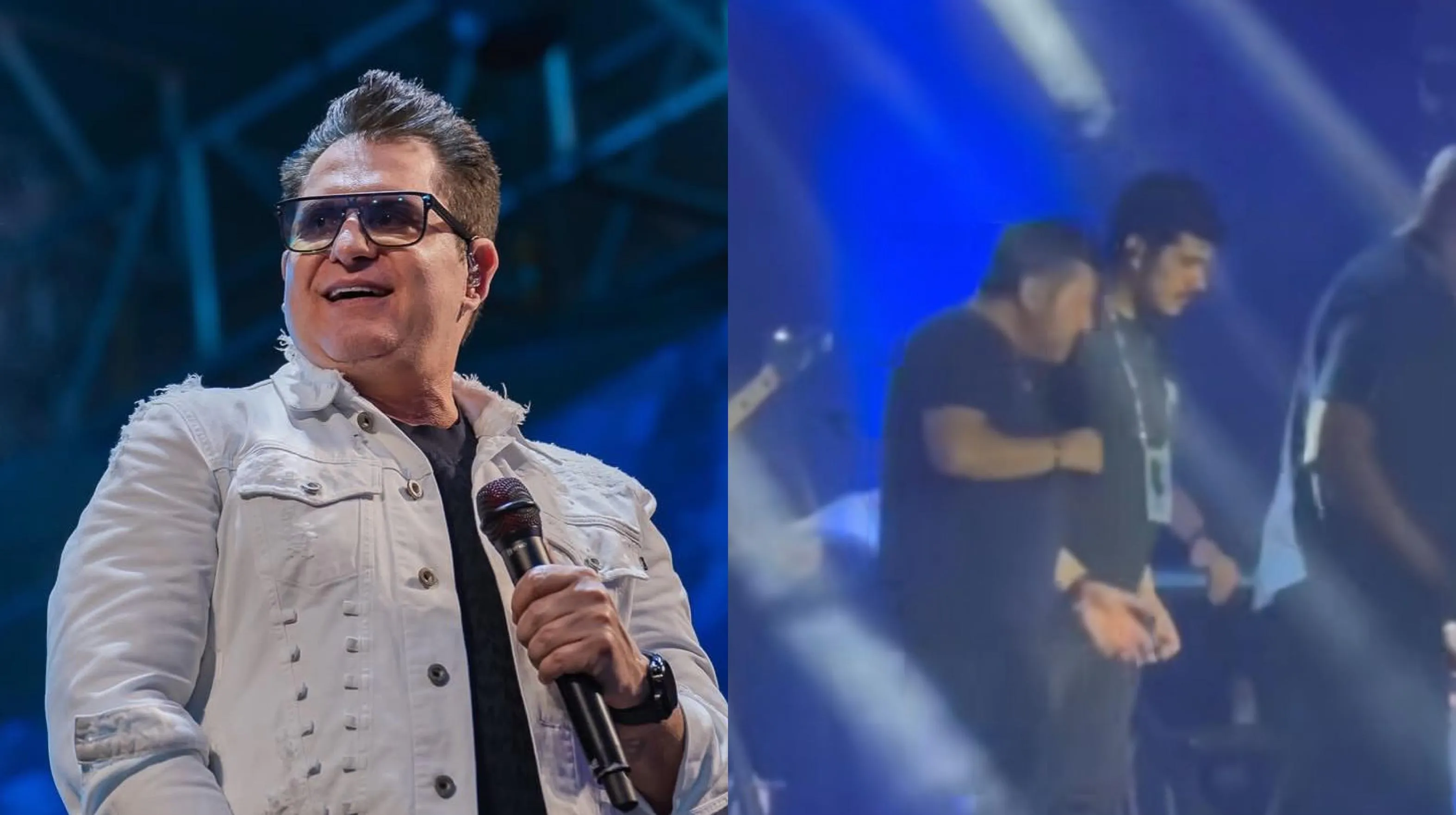 Marrone caiu do palco durante show em Goiânia