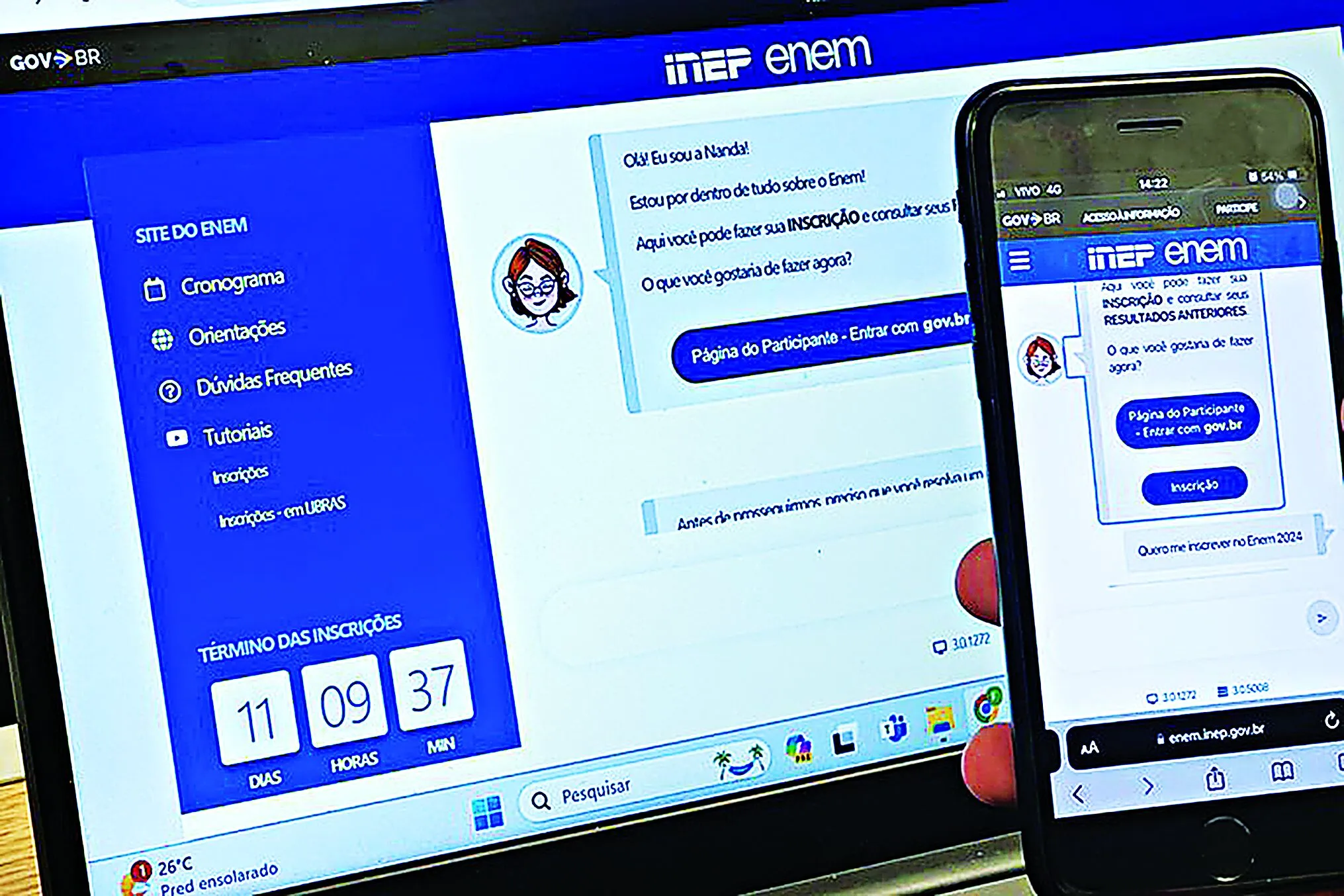 As páginas fraudulentas usam nomes parecidos com os sites do Enem ou Inep