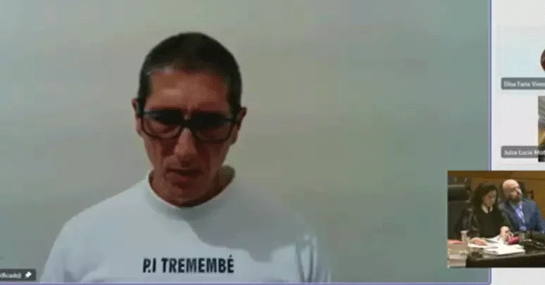 Ronnie Lessa durante depoimento em audiência remota.
