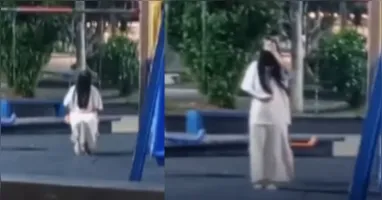 Mulher misteriosa é vista em praça de Barra Velha, município de Santa Catarina.