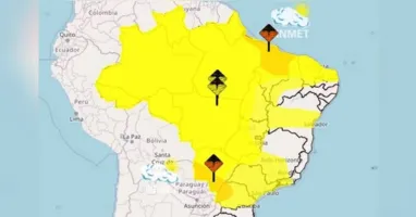 De acordo com o Inmet, quase todo o país está sob alerta de chuvas intensas nesta quinta-feira (24).