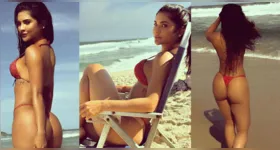 Mileide Mihaile encanta fãs com fotos de biquíni na praia