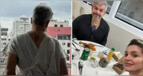 Flávia Alessandra ao lado de Otaviano Costa durante o período de recuperação no hospital.