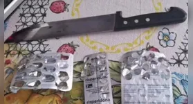 Faca que, segundo o suspeito, foi usada pela mãe