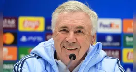 Técnico Carlo Ancelotti durante entrevista no Real Madrid