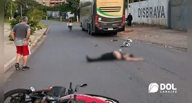 A colisão entre uma motocicleta e um ônibus ocorreu nas proximidades da Folha 29, próximo da antiga garagem da Transbrasiliana.