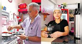 José Maria usa a criatividade para criar novos sabores. Mirley de Paula conta que aos fins de semana o cuscuz é mais procurado que a tapioca.