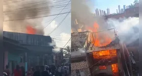 Um incêndio de grandes proporções atingiu casas na Cremação.