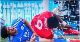 Awoniyi colidiu com a trave durante o empate entre Nottingham Forest e Leicester pela Premier League