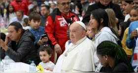 O Papa Francisco durante a celebração do Dia Mundial dos Pobres de 2024, no Vaticano.