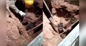 Vizinhos conseguiram desenterrar parte do corpo até a chegada da equipe do 4º Grupamento de Bombeiros Militares