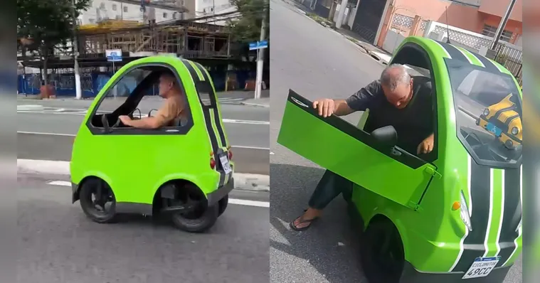 Imagem ilustrativa da notícia Vai uma carona aí? Brasileiro cria o ‘menor carro do mundo’