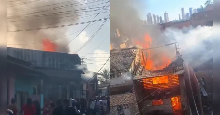 Imagem ilustrativa da notícia VÍDEO: Incêndio de grandes proporções destrói casas na Cremação 