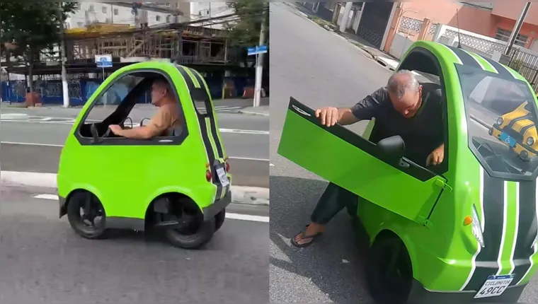 Imagem ilustrativa da notícia Vai uma carona aí? Brasileiro cria o ‘menor carro do mundo’