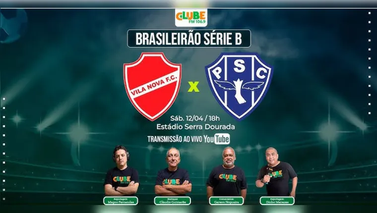 Imagem ilustrativa da notícia Tem Jogo no DOL e na Clube: ouça Vila Nova x Paysandu