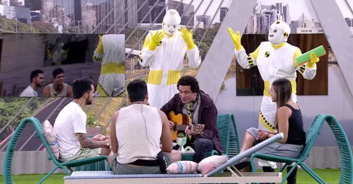 O humorista fez um "dia de sarau" no jardim da casa mais vigiada do Brasil.