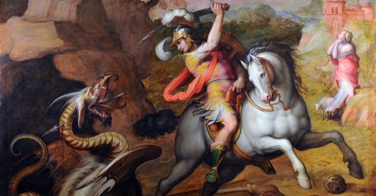 Popular no mundo todo, o guerreiro que virou santo foi eternizado em obras de arte, como na pintura de Giorgio Vasari (1511-1574).