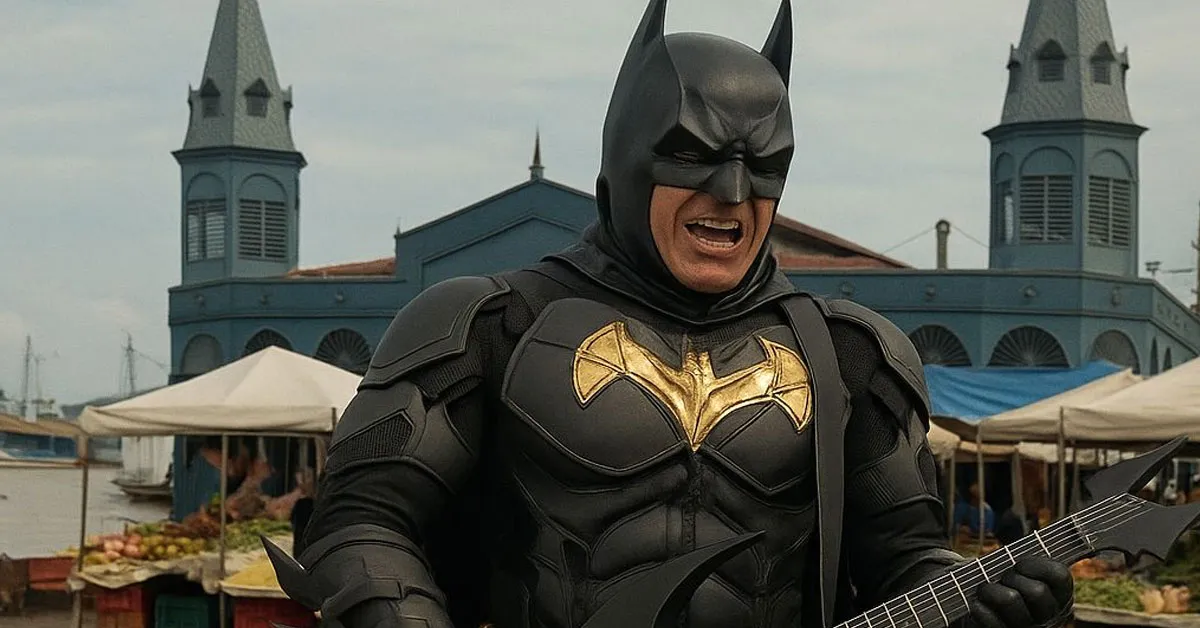O personagem vestido de Batman tem feito sucesso ao interpretar clássicos do eterno Raul Seixas