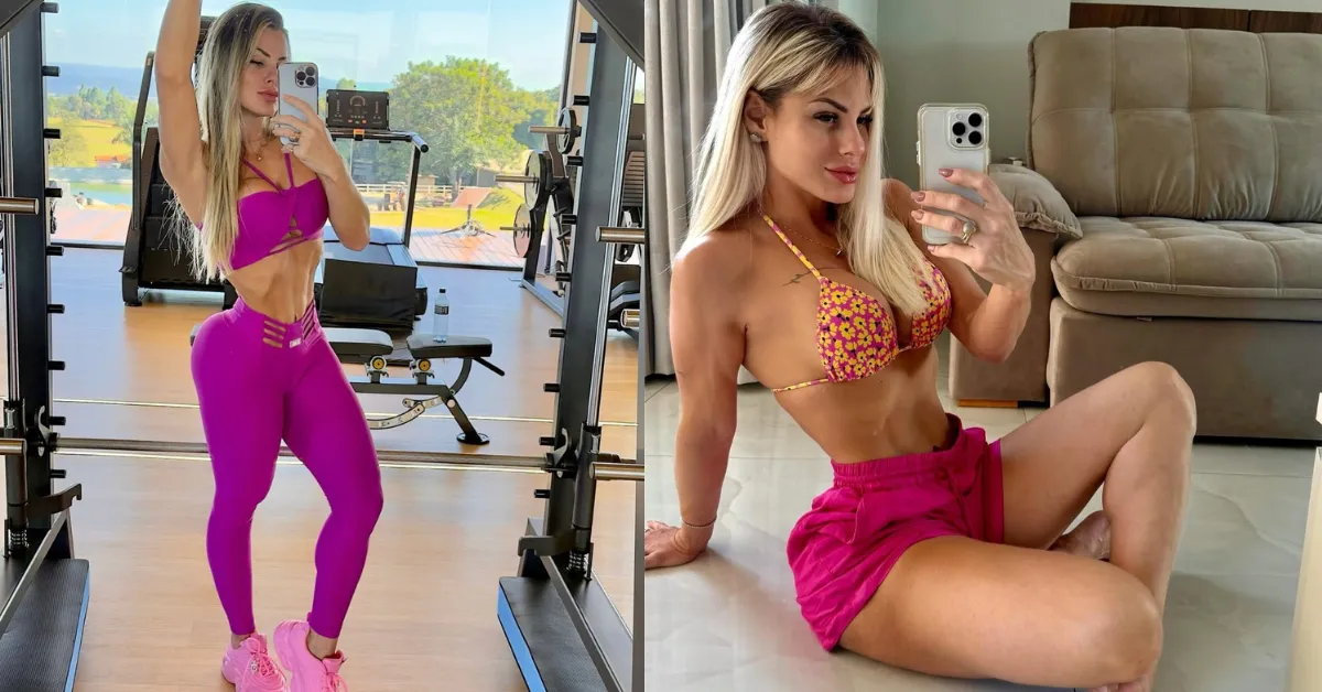 Mariana Polastreli se exercita na academia e brinca sobre sugestão do marido: “disse que estou muito magrinha. Manda quem pode…”