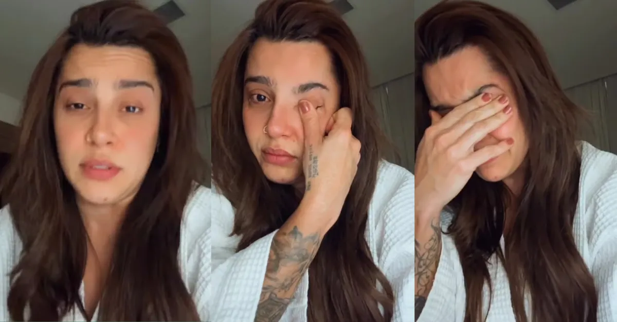 Lauana Prado chorou ao falar sobre pouso de emergência em Goiânia e agradeceu por todos estarem bem.
