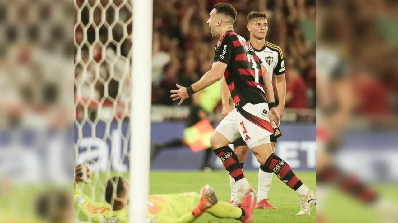 Léo Ortiz comemora gol que rendeu vitória e liderança do Mengão
