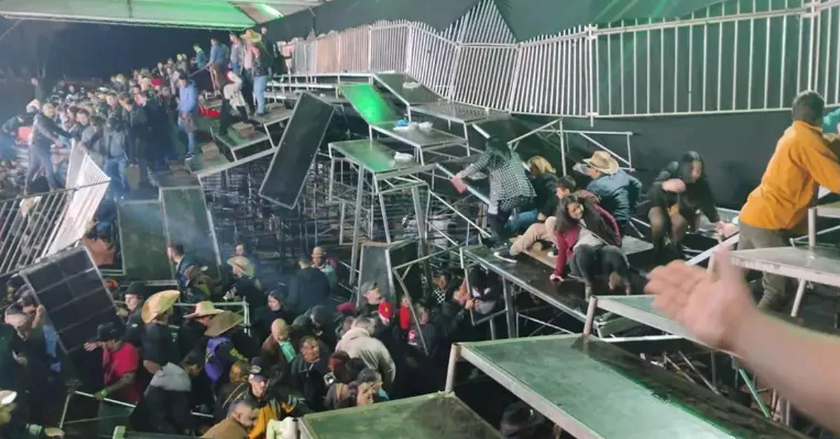 Rodeio em SP: vídeo mostra o desespero das pessoas após arquibancada desabar.
