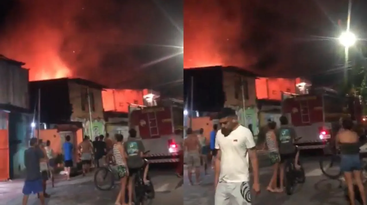 Grande incêndio é registrado no bairro do Guamá, em Belém.