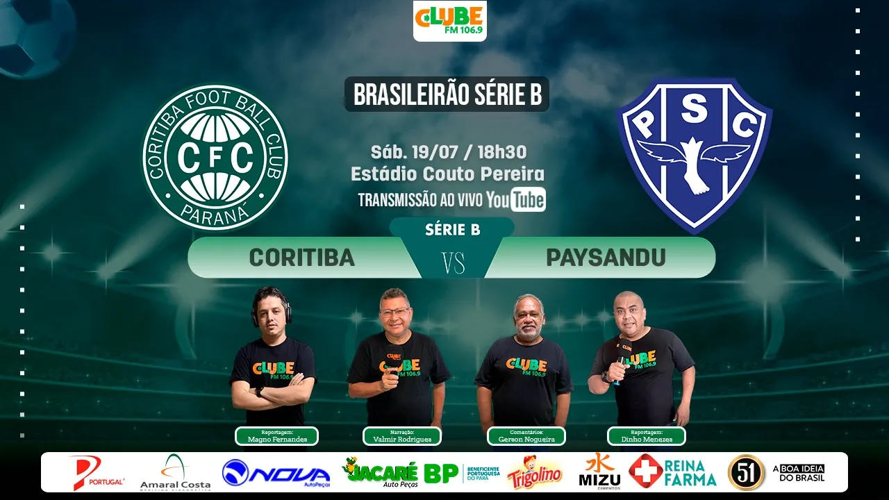 Imagem ilustrativa da notícia: Tem jogo no DOL e na Clube: ouça Coritiba x Paysandu