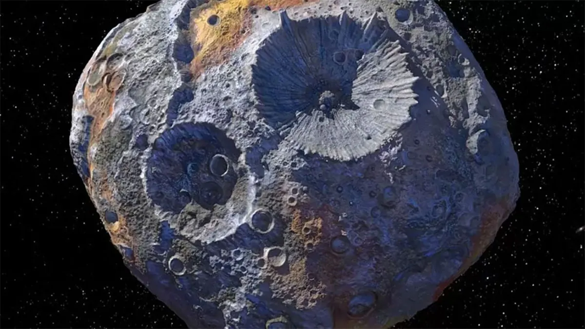 O asteroide 16 Psyche: R$ 50 quatrilhões em metais como ferro, níquel, platina e ouro.