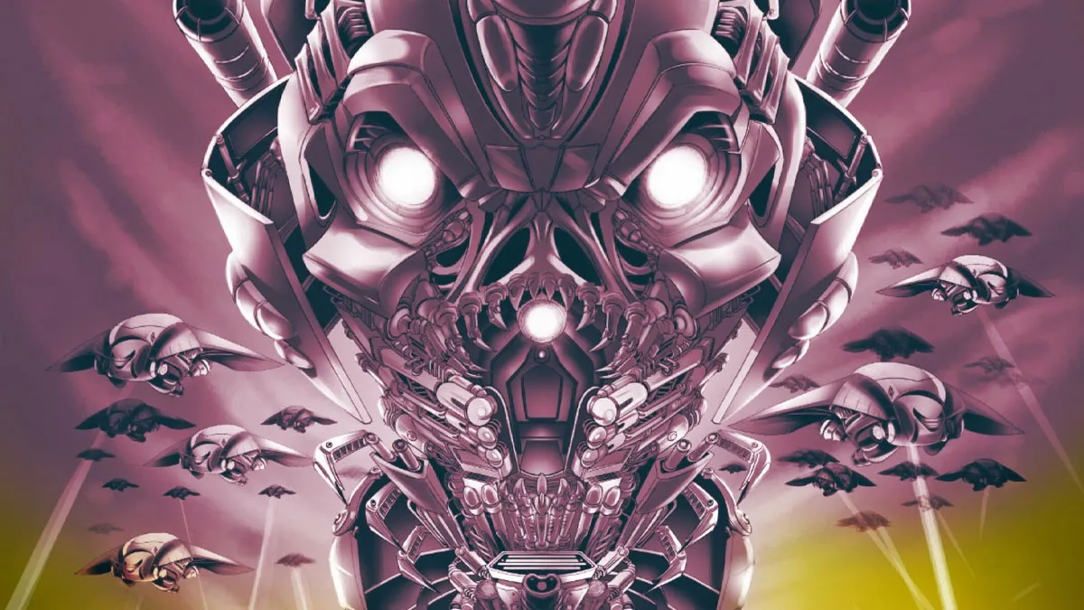 Tecnomaquia traz guerra entre robôs e androides com crítica social afiada, visual impactante e roteiro que questiona o papel da tecnologia no futuro.