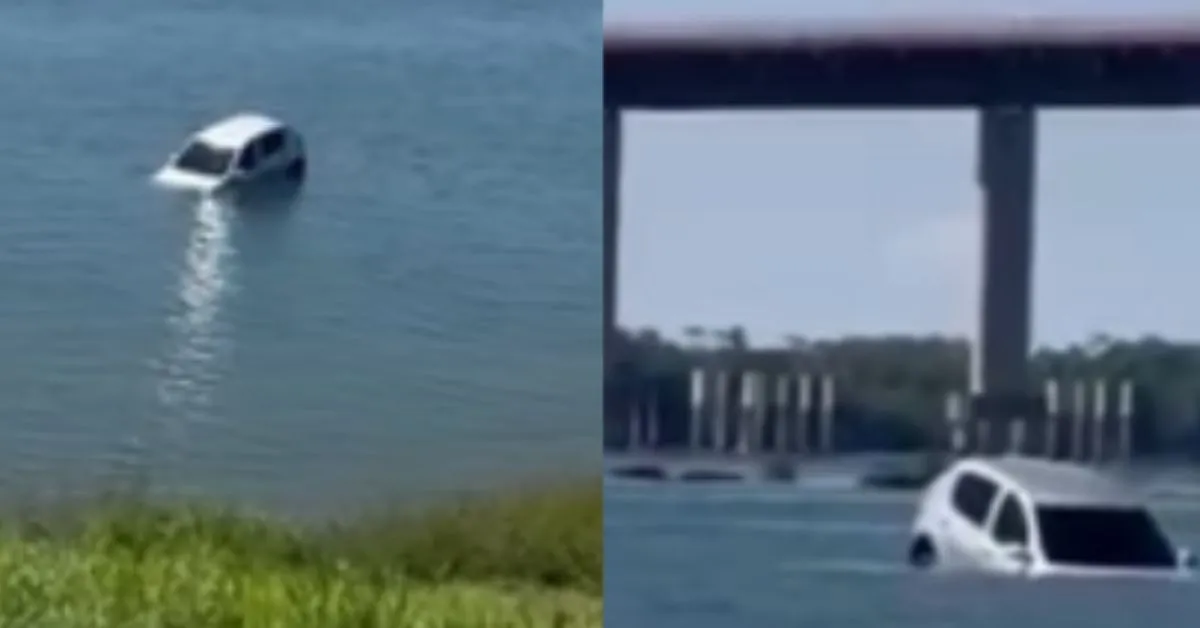 Um carro caiu no rio Tocantins na tarde deste sábado (12).