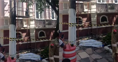 A vítima estava na parte inferior de um andaime quando houve contato com a rede elétrica.